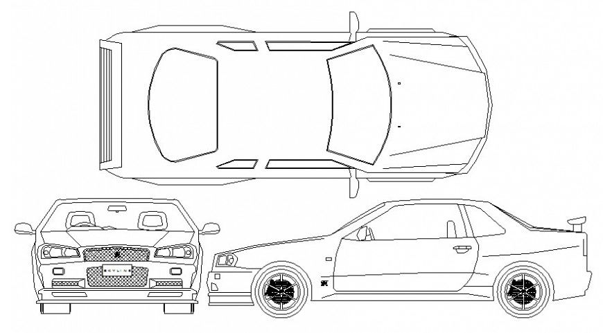 Drawings of vehicle car blocks elevation autocad softwrae file