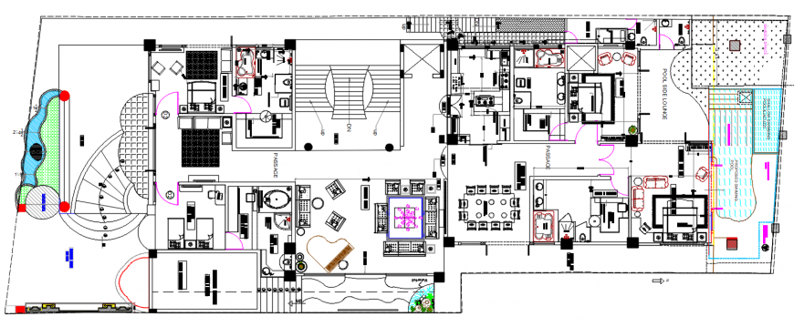 Drawings plan of housing bungalow 2d view dwg autocad file