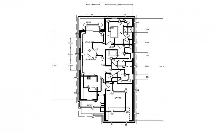 Drawings plan of electrical light fitting in house dwg file