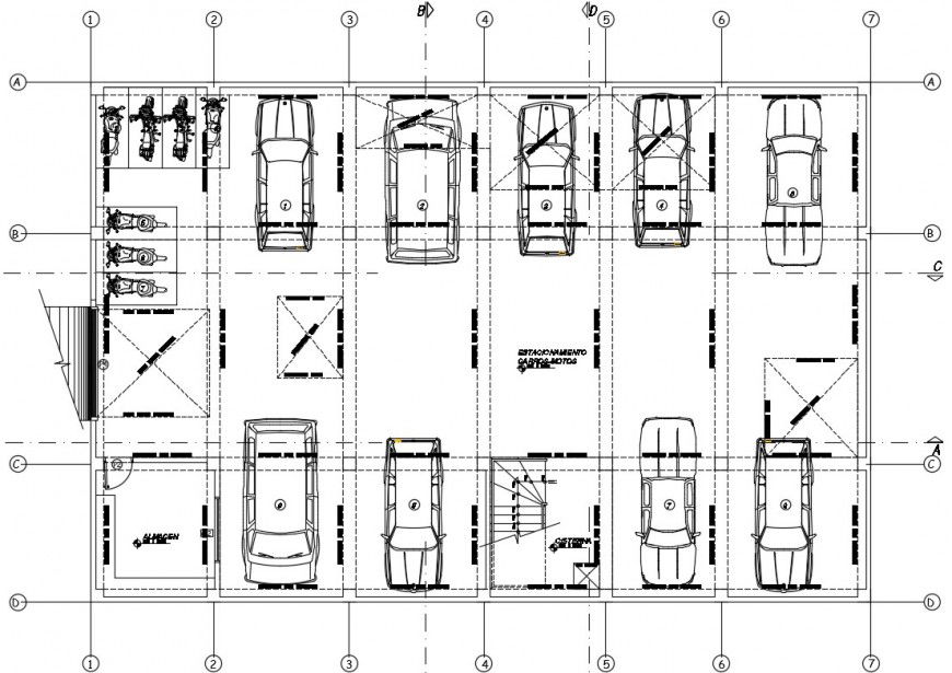 Drawings plan of parking plan dwg Autocad software file