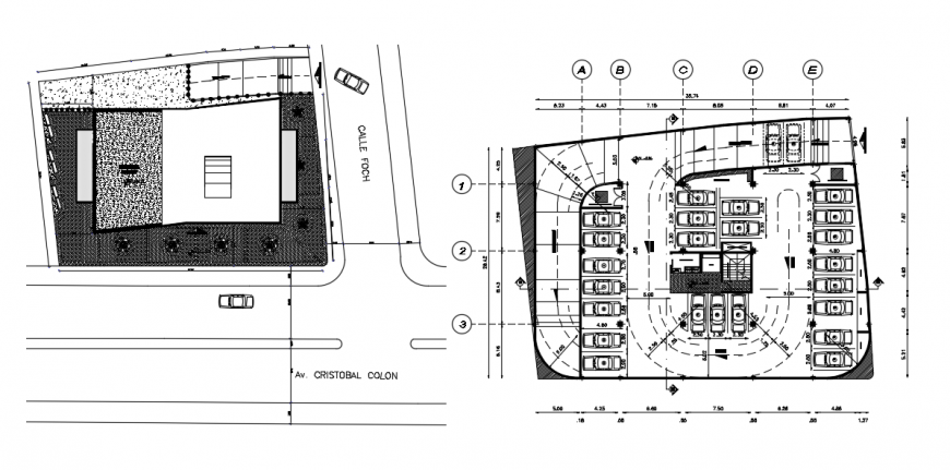 Drawings plan of parking space 2d view dwg autocad file