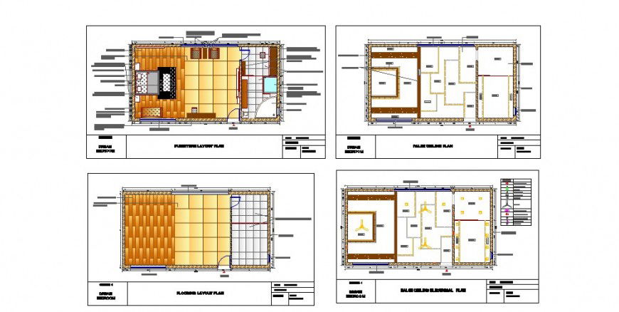 Dream bedroom section, plan, furniture and cad drawing details dwg file