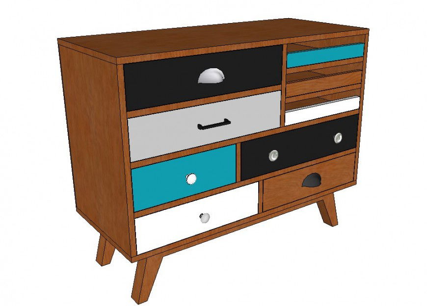 Dresser detail furniture block layout sketch-up file