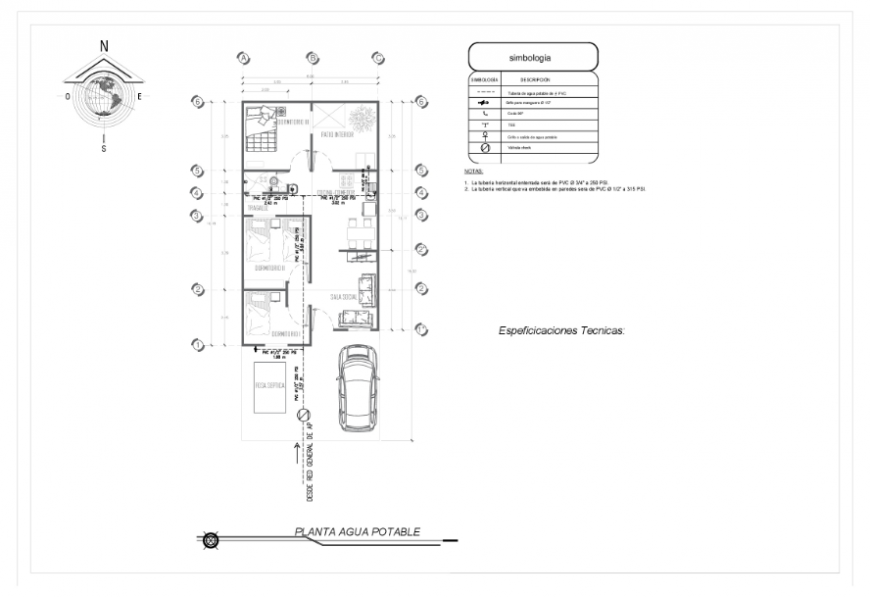 Drinking water line layout Plan design of progressive development House project