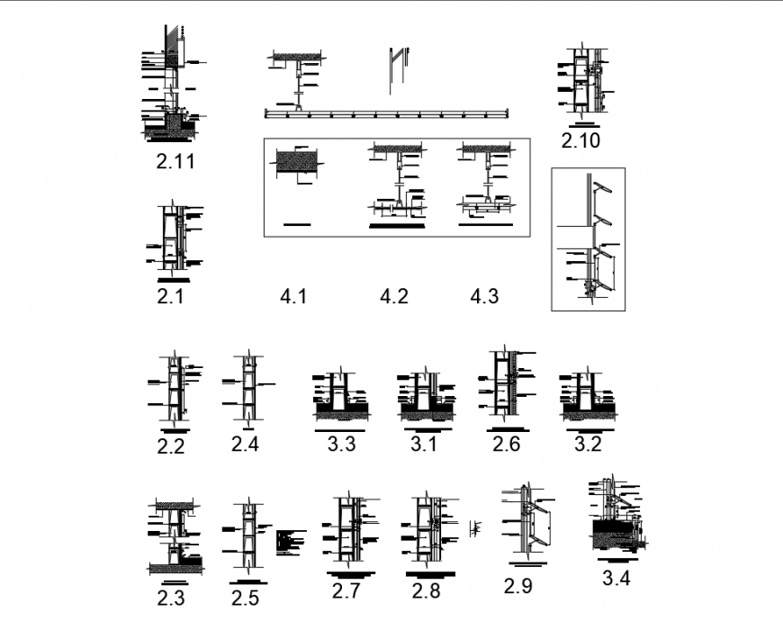 Drop ceiling of house constructive reinforcement details dwg file