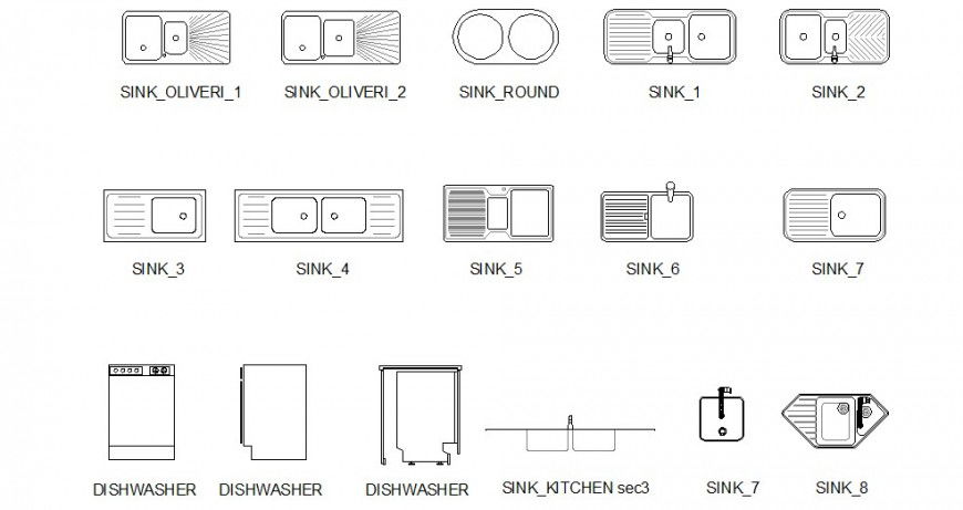 Drop in kitchen sinks dwg file