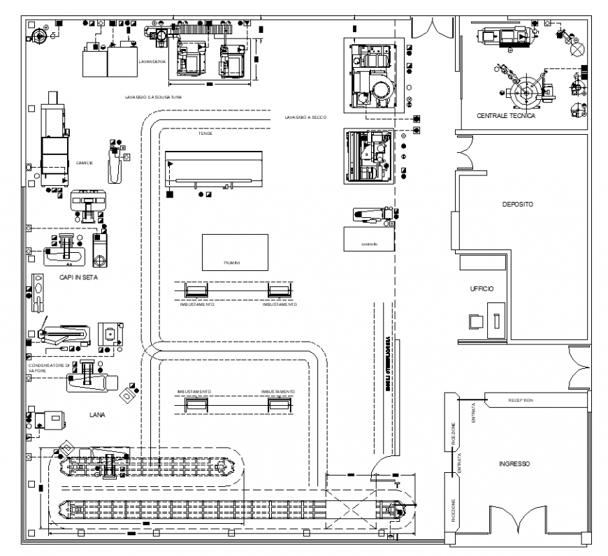Dry cleaning store detail elevation and plan layout file