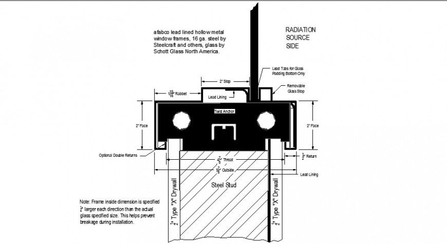Dry wall and steel stud joints detail drawing in autocad