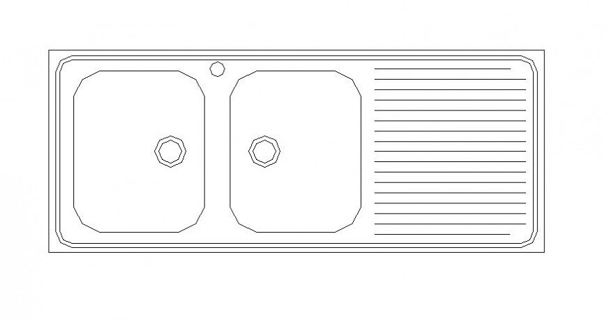 Dual kitchen sink drawings 2d view automation units autocad file