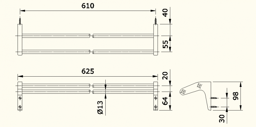 Dual pipe system detail elevation dwg file
