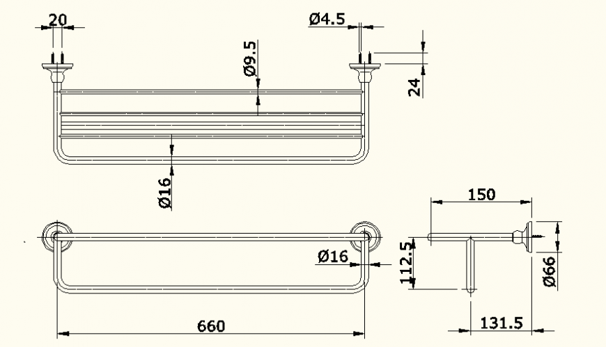 Dual shower detail elevation layout file