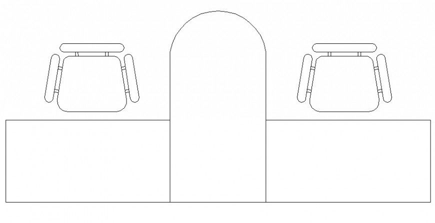 Dual side and T-shape table detail 2d view layout CAD furniture block dwg file