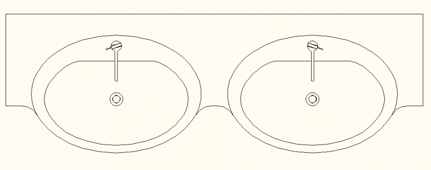 Dual sink detail elevation and plan layout file