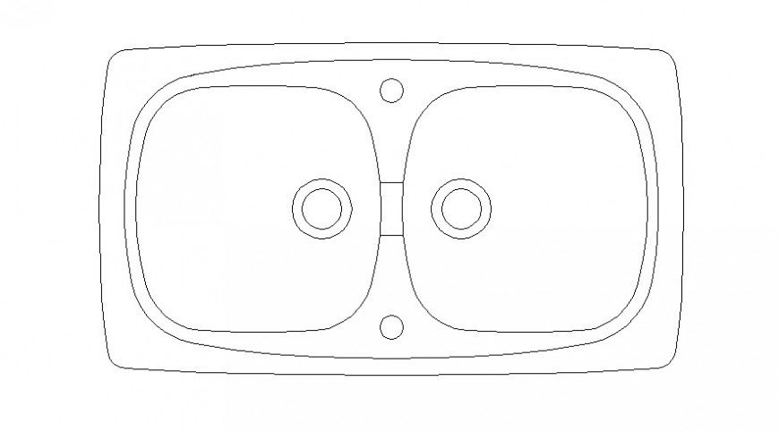 Dual sink drawings 2d view elevation autocad software file