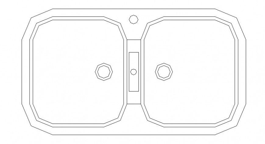 Dual sink drawings of one of the kitchen block autocad software file