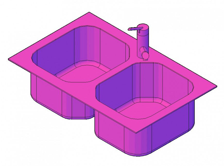 Dual wash-basin detail CAD Bathroom block layout file in dwg format