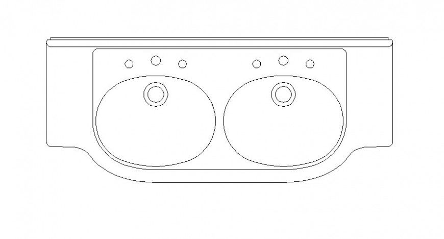 Dual washbasin blocks drawings details of sanitary units 2d view dwg file
