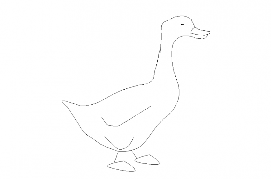 Duck Bird 2D Block Design in DWG file