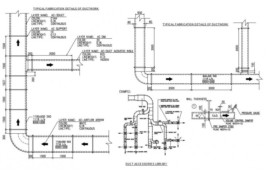 Duct accessory library autocad file detailed with 2d drawing