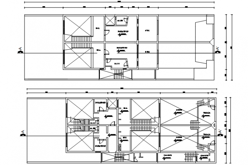 Duplex floor plan of AutoCAD software file