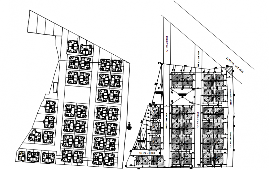 Duplex and single houses plotting and site plan cad drawing details dwg file
