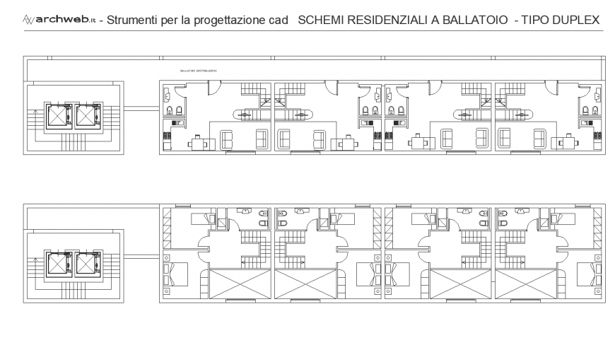 duplex cluster plan drawing in dwg file.