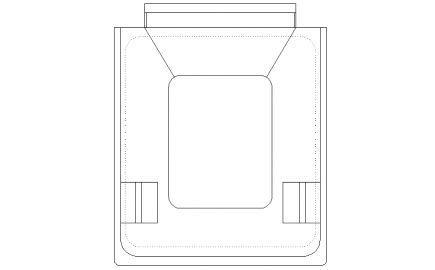 Dustbin top view elevation block dwg file