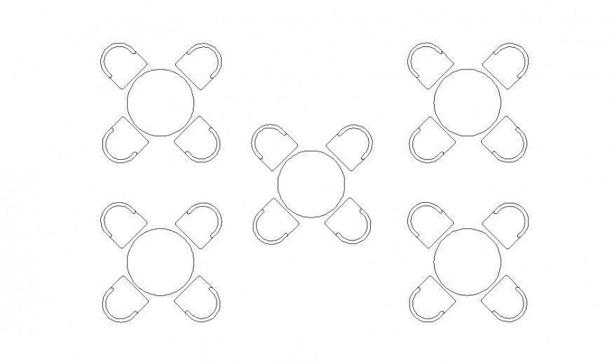 Dwg file of 4 seater round table