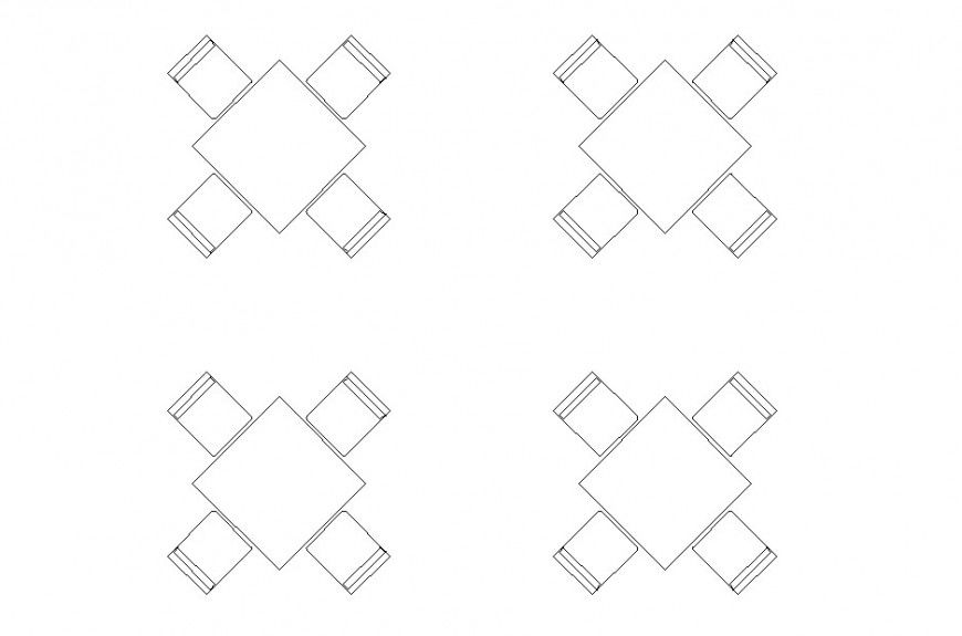 Dwg file of 4 seater square table
