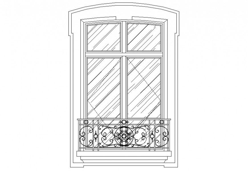 DWG file of glass shutters window