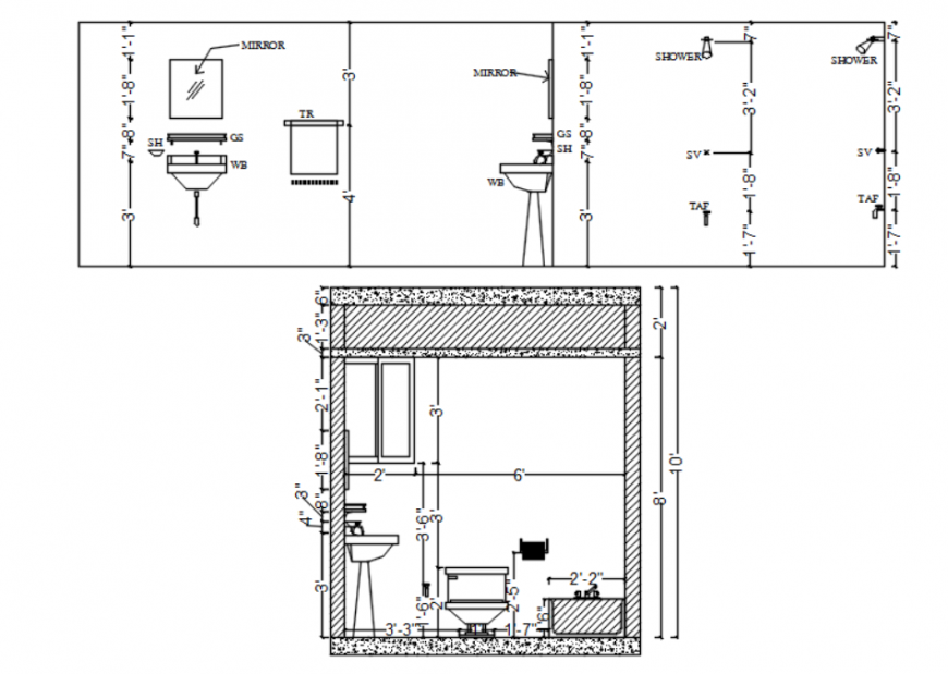 Dwg file of mater toilet detail