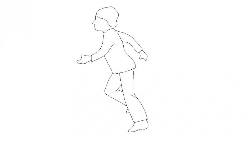 DWG file of running child 2d figure cad block UNIT autocad file