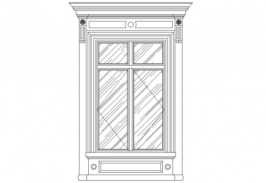 Dwg file of the decorative flat arch window