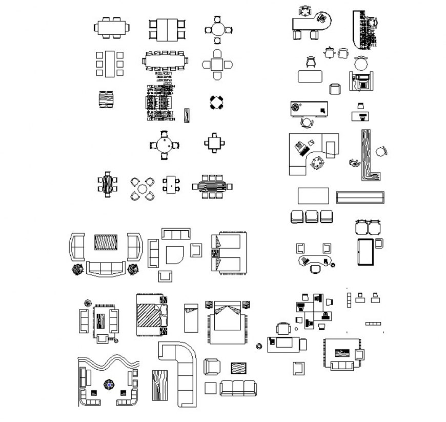 DWG files of furniture block of house AutoCAD file