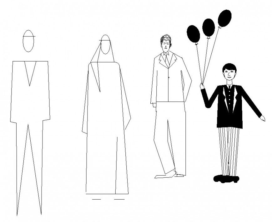 DWG files of human figure 2d block