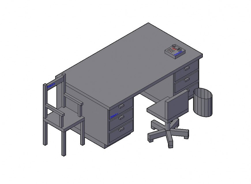 Dynamic 3d bank desk furniture cad drawing details dwg file