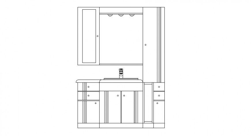 Dynamic bathroom cabinet elevation cad drawing details dwg file