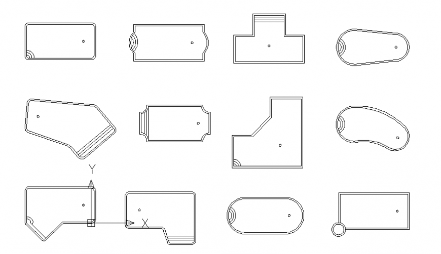 Dynamic bathtub blocks cad drawing details dwg file