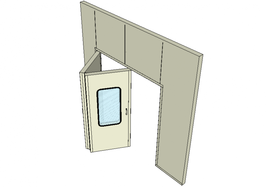Dynamic bi-fold door block 3d drawing details dwg file