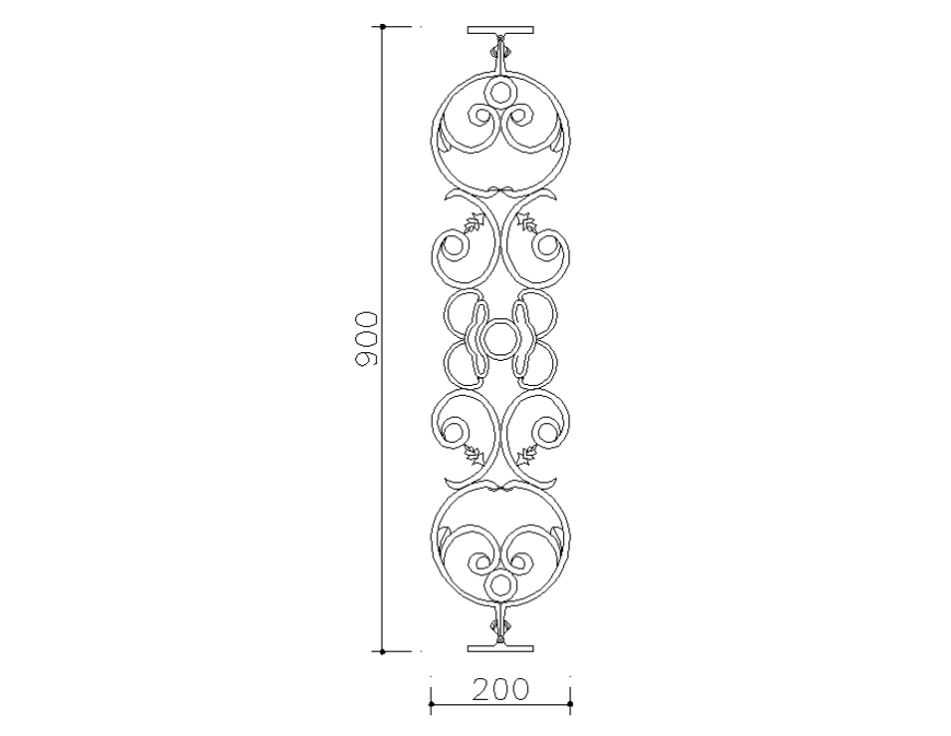 Dynamic blocks details of railing dwg file
