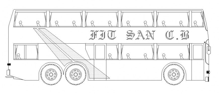 Dynamic bus side elevation block cad drawing details dwg file