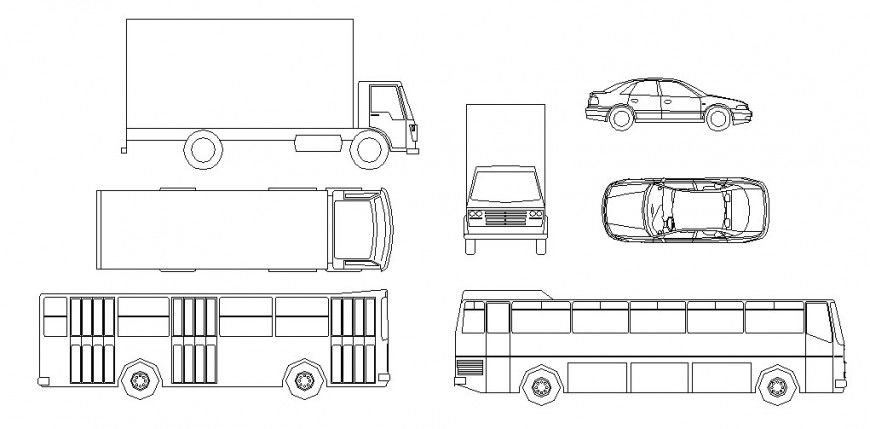 Dynamic car, bus and vehicle blocks cad drawing details dwg file