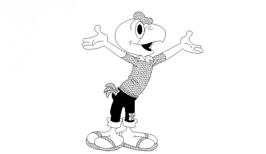 Dynamic cartoon duck child bird block cad drawing details dwg file