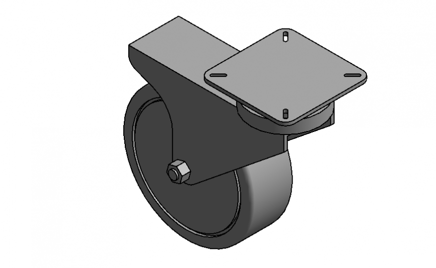 Dynamic castor block 3d drawing dwg file