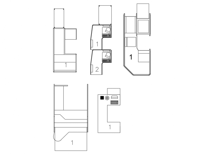 Dynamic checkout counters multiple cad blocks details dwg file