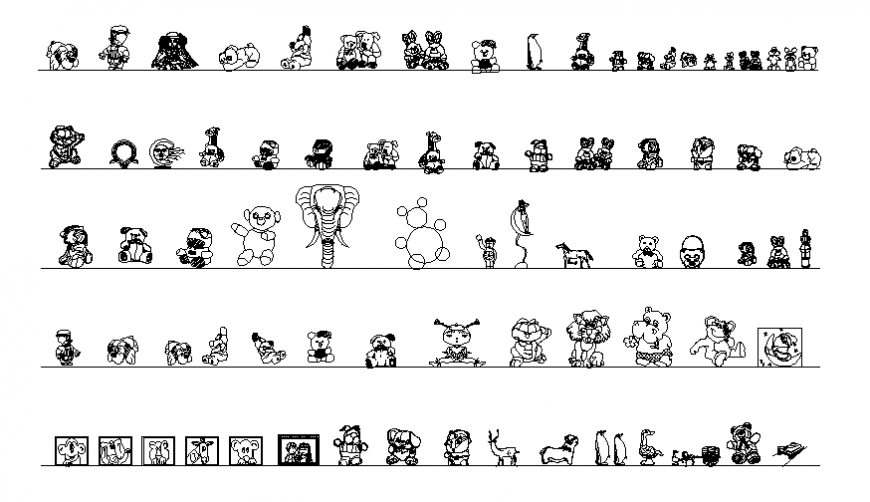 Dynamic children toys blocks cad drawing details dwg file