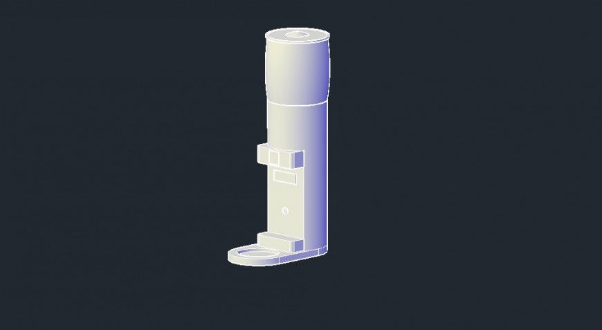 Dynamic coffee machine 3d elevation cad drawing details dwg file