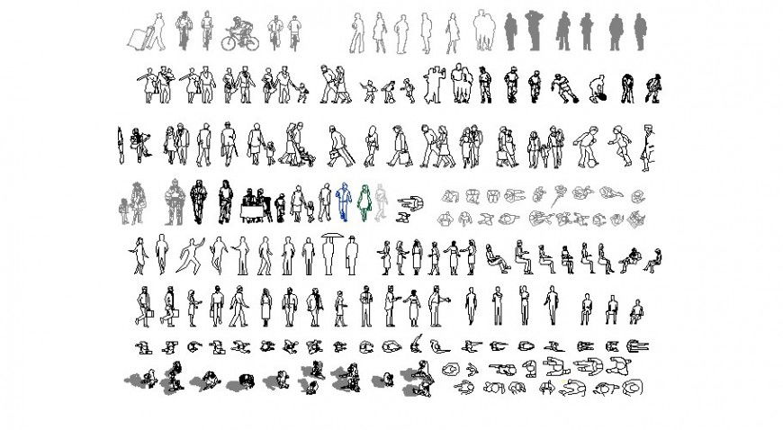 Dynamic common and corporate people blocks cad drawing details dwg file