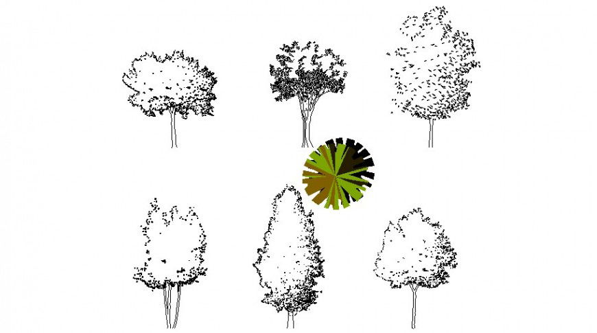 Dynamic common tree elevation blocks cad drawing details dwg file