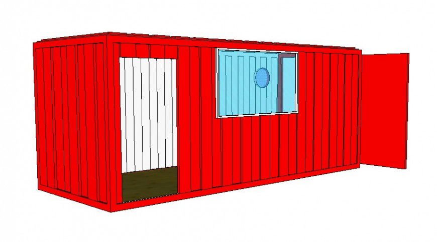 Dynamic container 3d block cad drawing details skp file